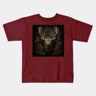 Dark Cottagecore Deer Head Kids T-Shirt